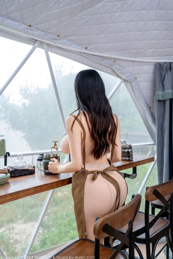    XingYan星颜社-264-清妙-复古棕色围裙真空视觉系私房写真-2024.08.09第1张图片