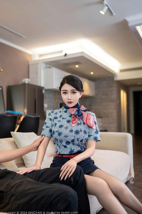    星颜社李若汐-制服诱惑系列，化身甜美空姐公寓私房写真，火辣身材尽显极致妩媚，空姐下班后的温柔互动，2024年绝美视觉盛宴第6张图片