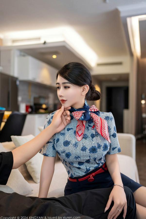    星颜社李若汐-制服诱惑系列，化身甜美空姐公寓私房写真，火辣身材尽显极致妩媚，空姐下班后的温柔互动，2024年绝美视觉盛宴第7张图片
