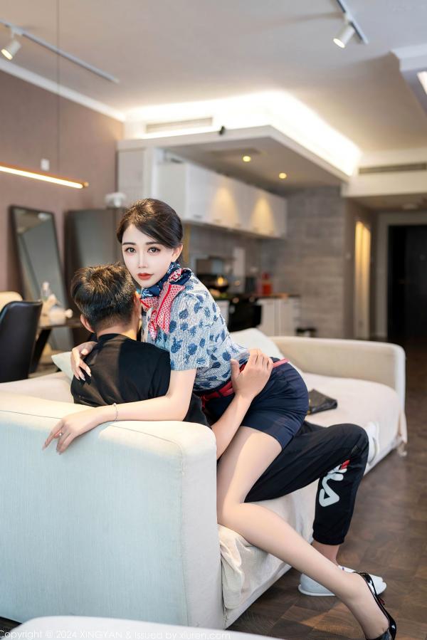    星颜社李若汐-制服诱惑系列，化身甜美空姐公寓私房写真，火辣身材尽显极致妩媚，空姐下班后的温柔互动，2024年绝美视觉盛宴第9张图片