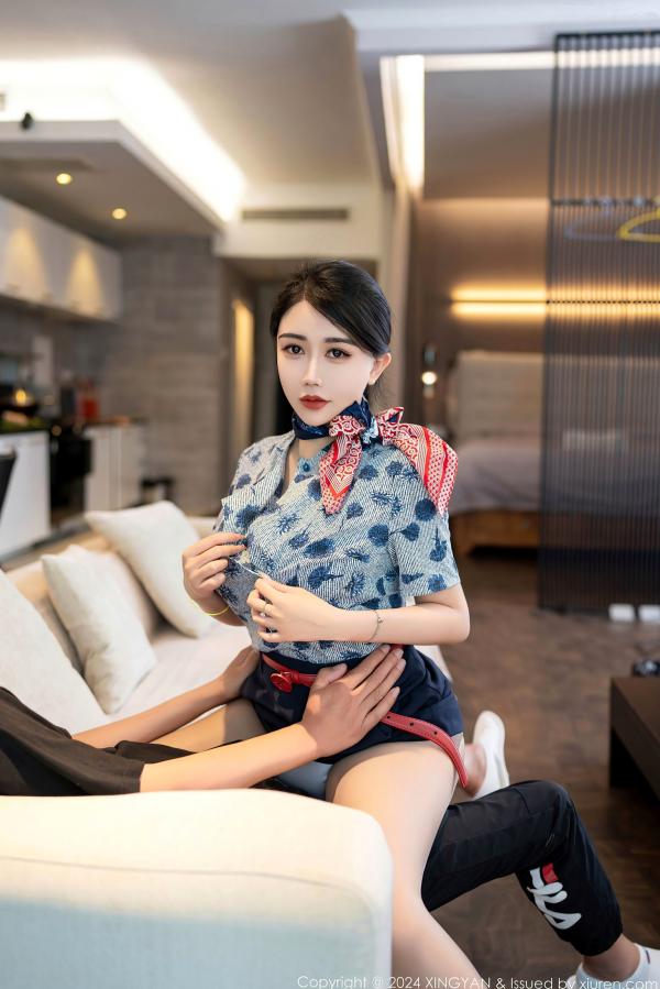    星颜社李若汐-制服诱惑系列，化身甜美空姐公寓私房写真，火辣身材尽显极致妩媚，空姐下班后的温柔互动，2024年绝美视觉盛宴第20张图片