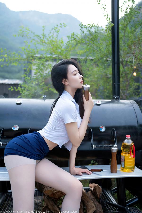    《星颜社257期：清妙户外野营主题写真，白衬衫蓝短裙制服诱惑，极致身材大尺度唯美摄影大片》第22张图片