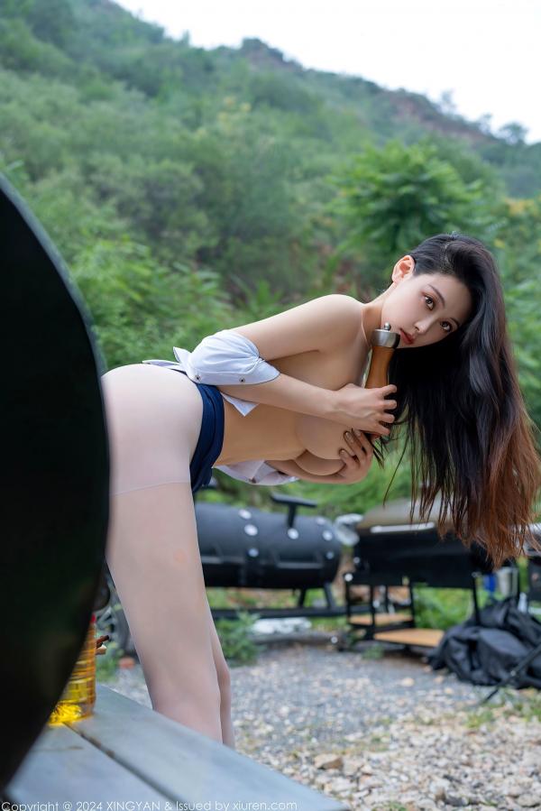    《星颜社257期：清妙户外野营主题写真，白衬衫蓝短裙制服诱惑，极致身材大尺度唯美摄影大片》第73张图片