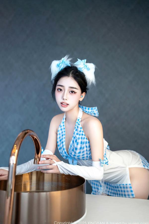    [XINGYAN]星颜社 2025.09.16 Vol.399 阮福 蓝白格纹猫女角色扮演私房照 [67P]第5张图片