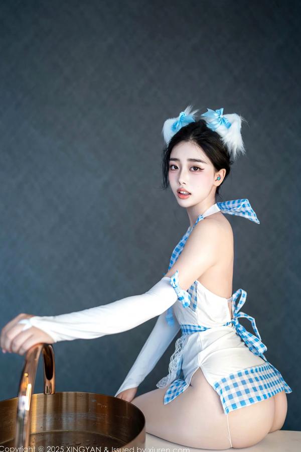    [XINGYAN]星颜社 2025.09.16 Vol.399 阮福 蓝白格纹猫女角色扮演私房照 [67P]第11张图片