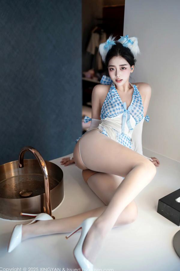    [XINGYAN]星颜社 2025.09.16 Vol.399 阮福 蓝白格纹猫女角色扮演私房照 [67P]第20张图片