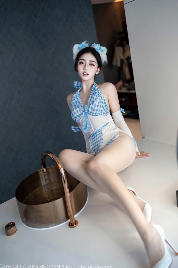    [XINGYAN]星颜社 2025.09.16 Vol.399 阮福 蓝白格纹猫女角色扮演私房照 [67P]第23张图片