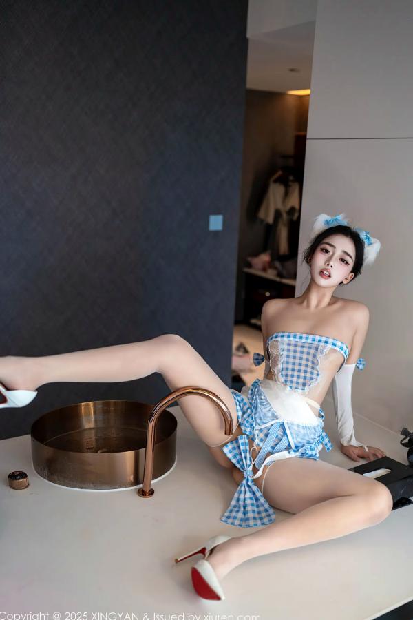    [XINGYAN]星颜社 2025.09.16 Vol.399 阮福 蓝白格纹猫女角色扮演私房照 [67P]第38张图片