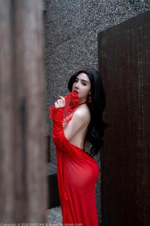    XingYan星颜社-245-潘思沁-红色魅惑真空装黑丝写真，极品尤物户外私房大尺度摄影，性感身材展现诱惑极致，2024.06.21第6张图片