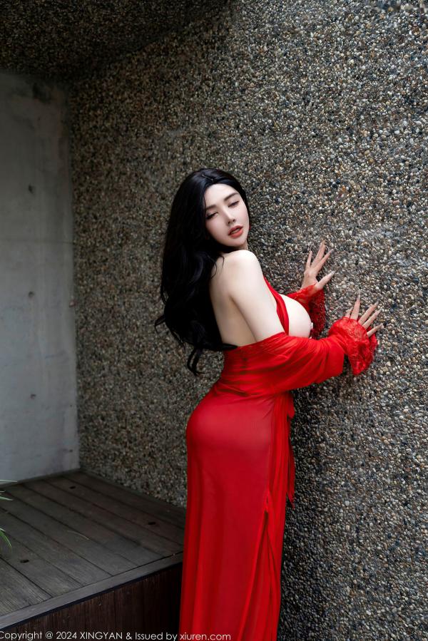    XingYan星颜社-245-潘思沁-红色魅惑真空装黑丝写真，极品尤物户外私房大尺度摄影，性感身材展现诱惑极致，2024.06.21第35张图片