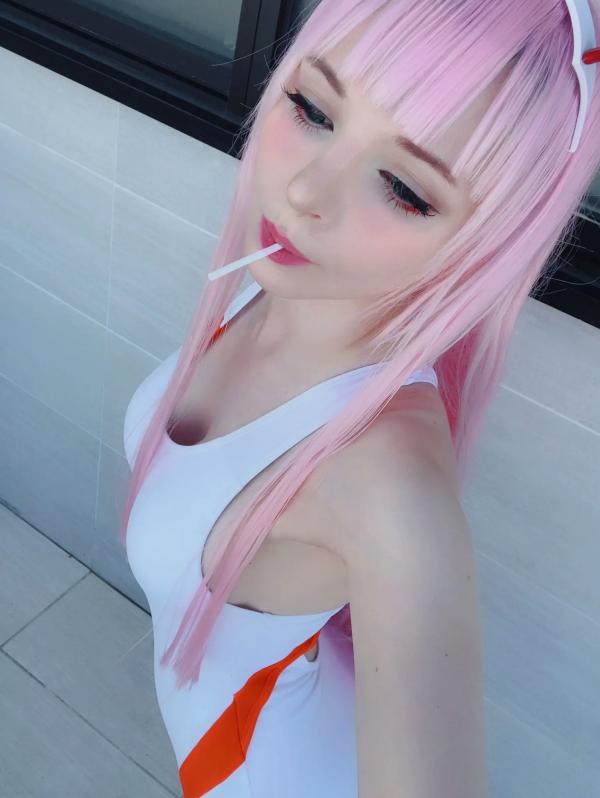    Peach milky - ZeroTwo 绝美Cosplay写真，02动漫角色扮演，欧美模特清纯甜美制服诱惑套图第76张图片