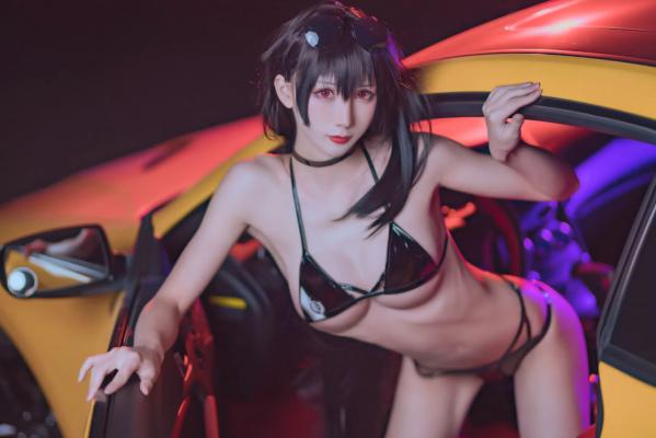    masaki雅祈 - 大凤机车cosplay：性感漆皮比基尼与超跑的夜色极速盛宴第15张图片