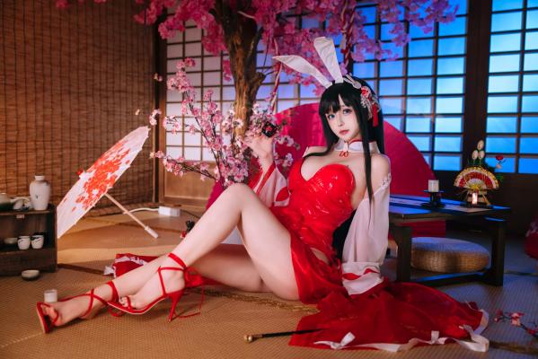    Cosplay日奈娇 - 大山演绎绝美和风兔女郎，红色漆皮诱惑，二次元角色扮演私房摄影写真 [46P]第11张图片