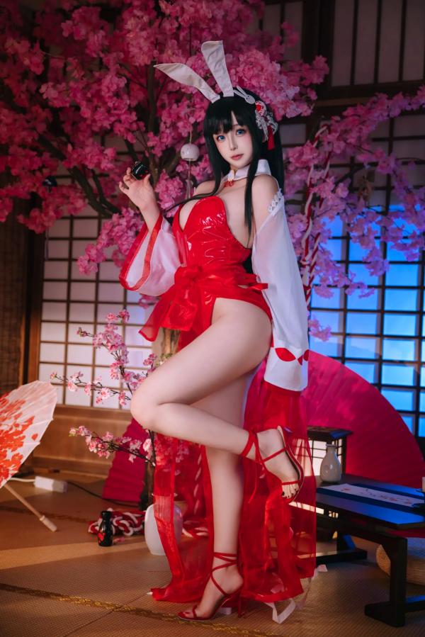    Cosplay日奈娇 - 大山演绎绝美和风兔女郎，红色漆皮诱惑，二次元角色扮演私房摄影写真 [46P]第15张图片