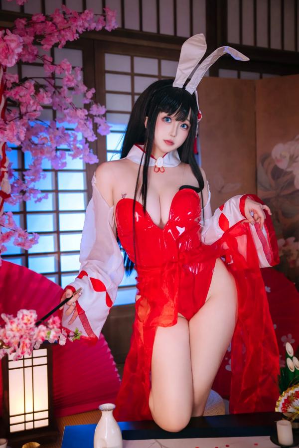    Cosplay日奈娇 - 大山演绎绝美和风兔女郎，红色漆皮诱惑，二次元角色扮演私房摄影写真 [46P]第25张图片