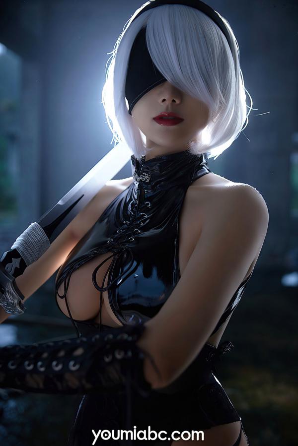    YouMi尤蜜-2021.10.26-何嘉颖-《机械姬2B》极致性感COS、二次元战斗女神、皮革蕾丝诱惑、冷艳绝美视觉大片第10张图片