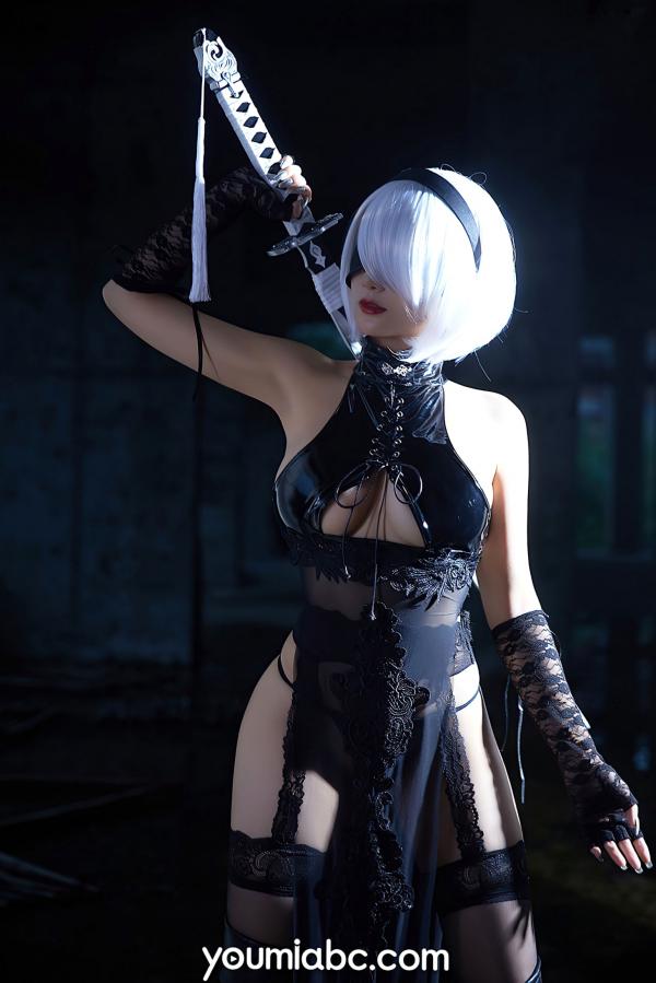    YouMi尤蜜-2021.10.26-何嘉颖-《机械姬2B》极致性感COS、二次元战斗女神、皮革蕾丝诱惑、冷艳绝美视觉大片第25张图片