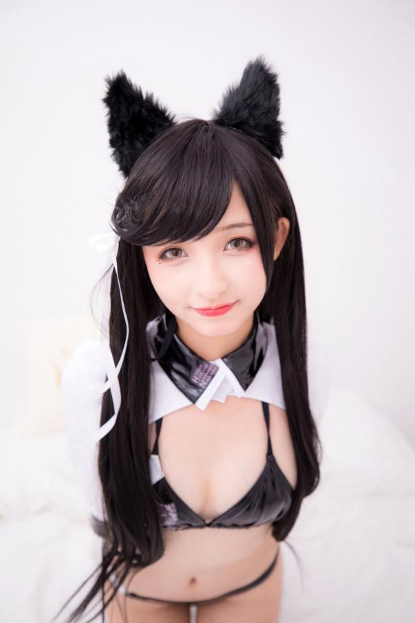    神楽坂真冬-碧蓝航线爱宕Cosplay，黑色光面胶袜诱惑，浴室大尺度私房写真，极致性感与动漫萌系完美融合第2张图片