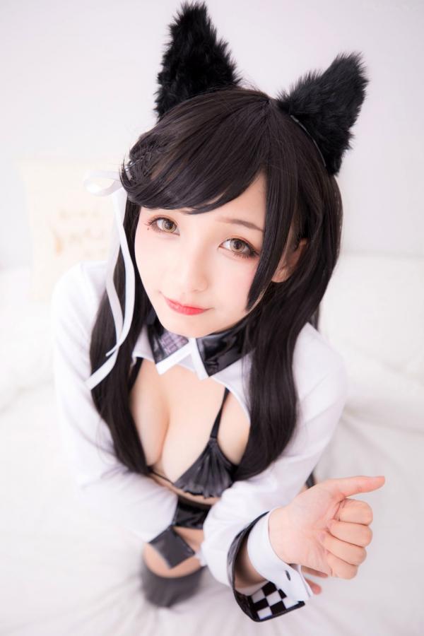    神楽坂真冬-碧蓝航线爱宕Cosplay，黑色光面胶袜诱惑，浴室大尺度私房写真，极致性感与动漫萌系完美融合第84张图片