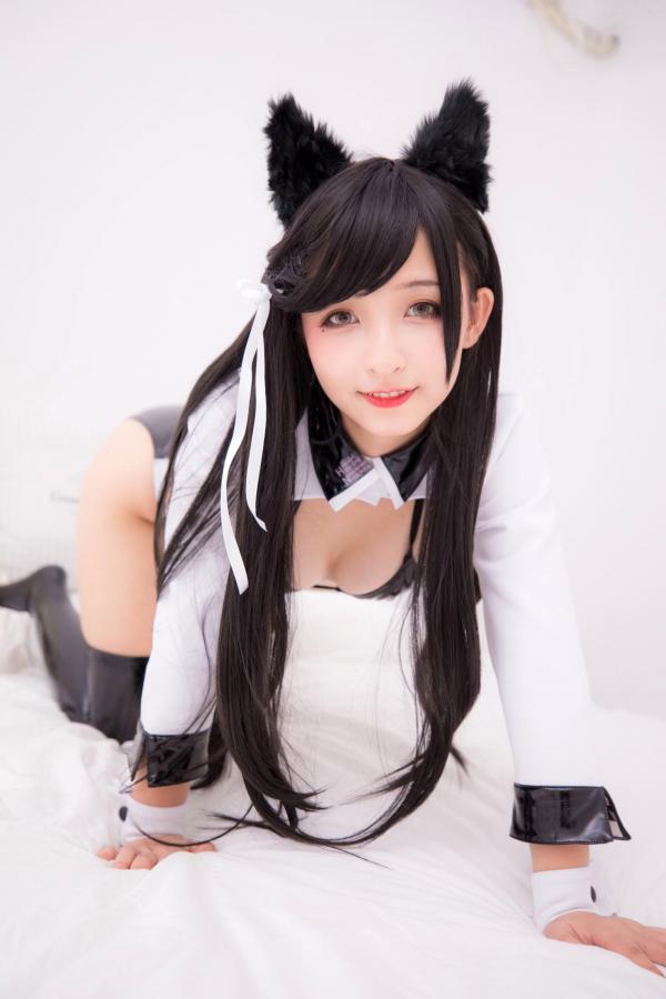    神楽坂真冬-碧蓝航线爱宕Cosplay，黑色光面胶袜诱惑，浴室大尺度私房写真，极致性感与动漫萌系完美融合第91张图片