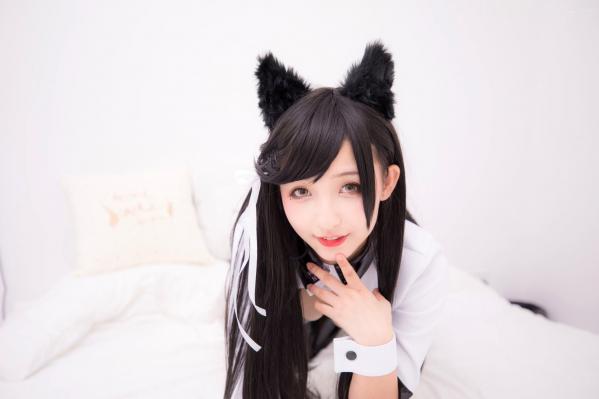    神楽坂真冬-碧蓝航线爱宕Cosplay，黑色光面胶袜诱惑，浴室大尺度私房写真，极致性感与动漫萌系完美融合第94张图片