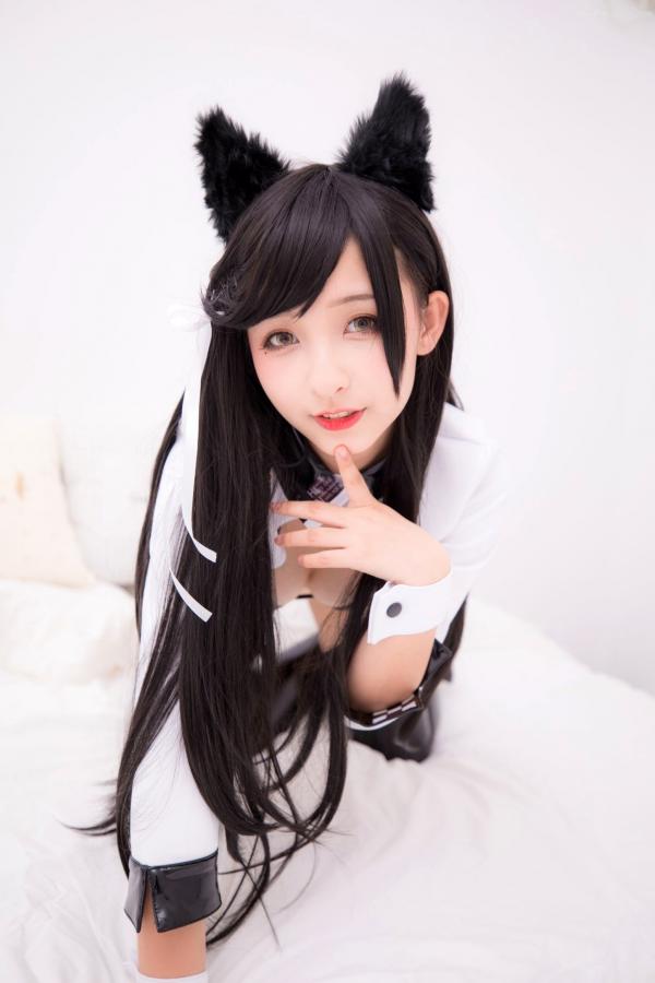    神楽坂真冬-碧蓝航线爱宕Cosplay，黑色光面胶袜诱惑，浴室大尺度私房写真，极致性感与动漫萌系完美融合第95张图片