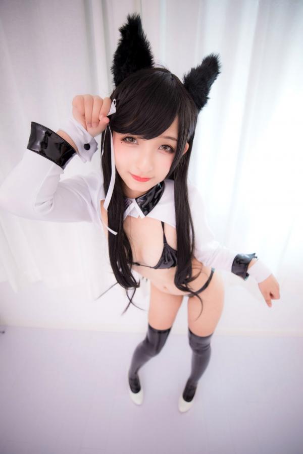    神楽坂真冬-碧蓝航线爱宕Cosplay，黑色光面胶袜诱惑，浴室大尺度私房写真，极致性感与动漫萌系完美融合第118张图片