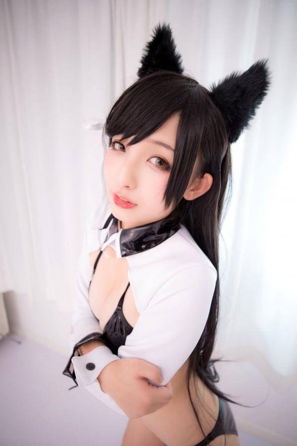    神楽坂真冬-碧蓝航线爱宕Cosplay，黑色光面胶袜诱惑，浴室大尺度私房写真，极致性感与动漫萌系完美融合第125张图片