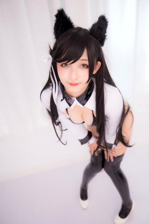    神楽坂真冬-碧蓝航线爱宕Cosplay，黑色光面胶袜诱惑，浴室大尺度私房写真，极致性感与动漫萌系完美融合第128张图片