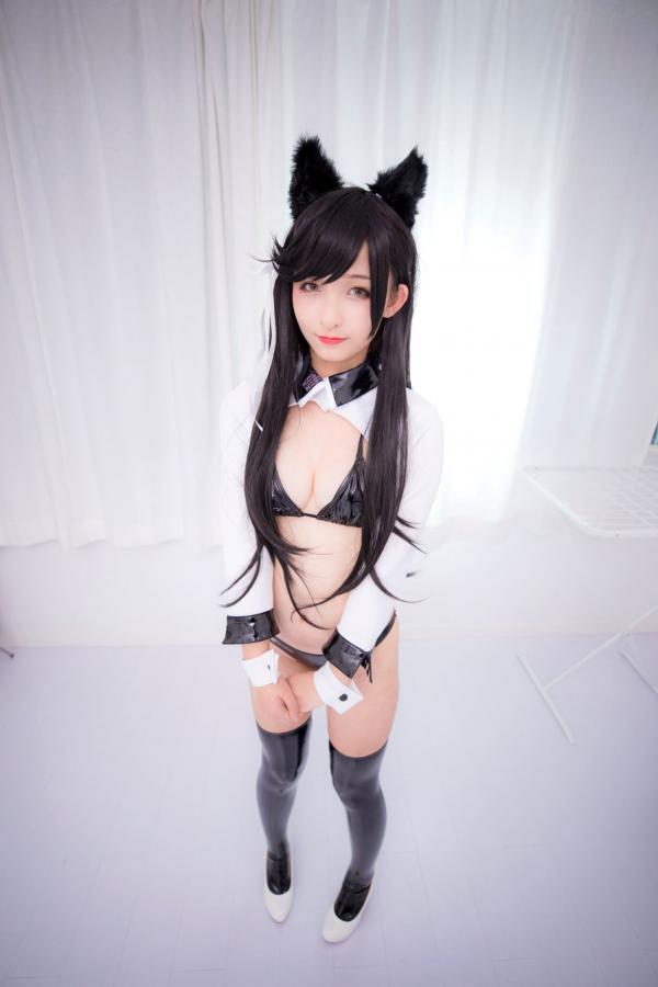    神楽坂真冬-碧蓝航线爱宕Cosplay，黑色光面胶袜诱惑，浴室大尺度私房写真，极致性感与动漫萌系完美融合第138张图片