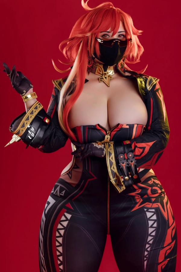    Uy Uy - Mavuika 原神玛薇卡极致身材Cosplay，火辣曲线与红发，绝美诱惑诱人视觉写真 [46P]第5张图片