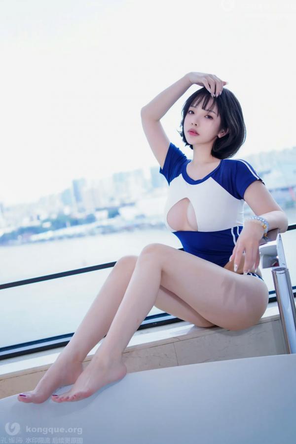    雯妹不讲道理 死酷水 浴室私房湿身连体泳装 清新性感女神写真 [34P]第8张图片