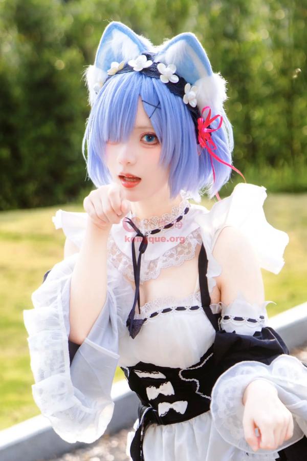    花柒hana萤火虫动漫嘉年华猫猫蕾姆COS写真，高颜值漫展美少女萌系女仆角色扮演[108P]第56张图片