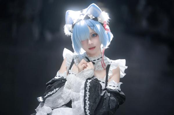    花柒hana萤火虫动漫嘉年华猫猫蕾姆COS写真，高颜值漫展美少女萌系女仆角色扮演[108P]第87张图片