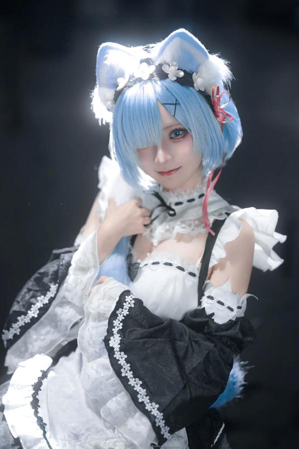    花柒hana萤火虫动漫嘉年华猫猫蕾姆COS写真，高颜值漫展美少女萌系女仆角色扮演[108P]第90张图片