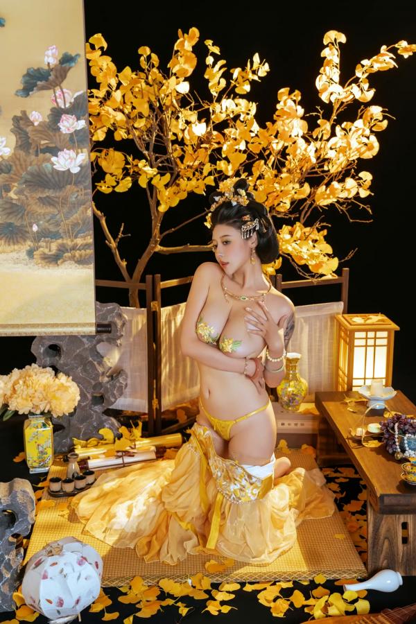 奈汐酱nice 奈汐酱  奈汐酱nice - 金笺寄月：绝美国风古装私房写真，半透薄纱与丝袜的极致诱惑，古典韵味与现代性感完美交融第71张图片