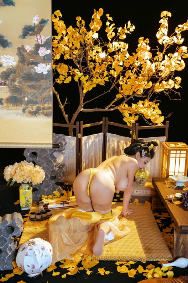 奈汐酱nice 奈汐酱  奈汐酱nice - 金笺寄月：绝美国风古装私房写真，半透薄纱与丝袜的极致诱惑，古典韵味与现代性感完美交融第72张图片