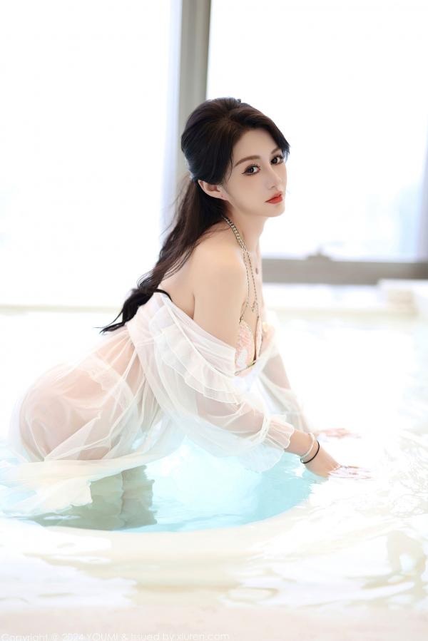    YouMi尤蜜荟林幼一私房写真：浴池湿身诱惑，白色蕾丝尽显极致玲珑身段第10张图片