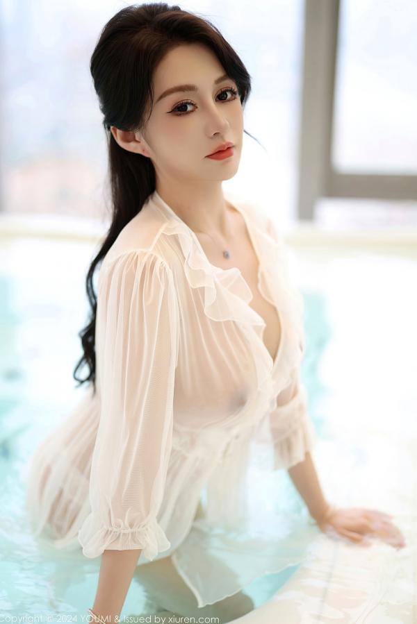    YouMi尤蜜荟林幼一私房写真：浴池湿身诱惑，白色蕾丝尽显极致玲珑身段第28张图片