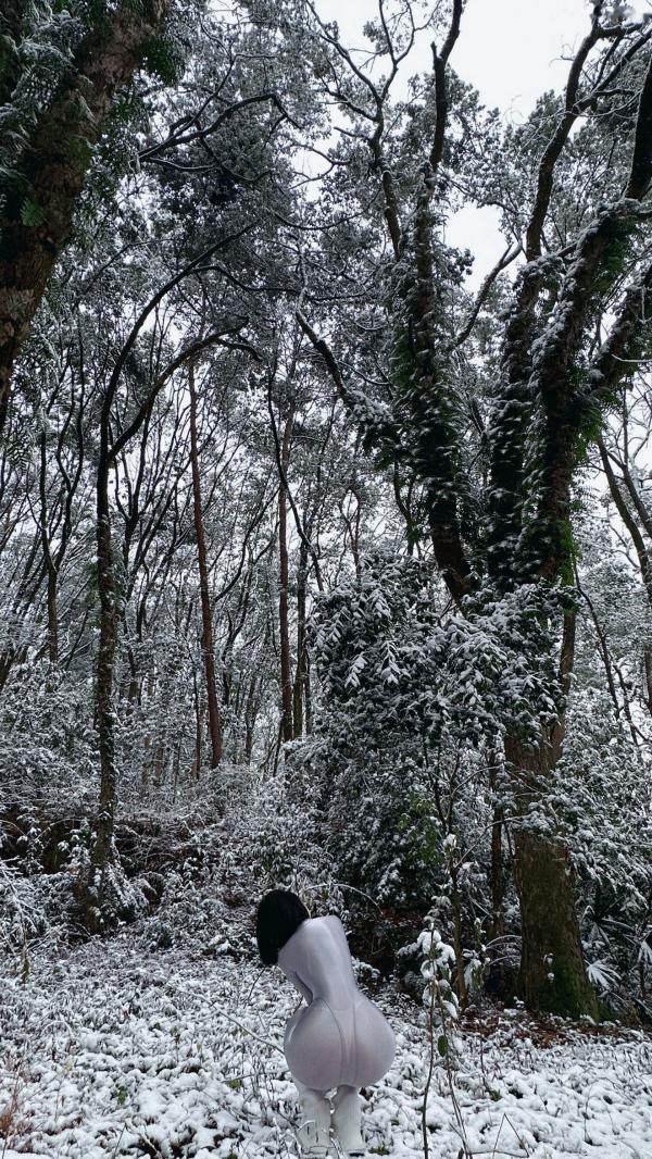   俏妞qiaoniuTT-银色风景：冰雪森林中的银色紧身衣女神，极致曲线身材展示，冬日冷艳风格私房写真第14张图片