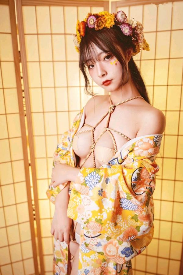    Yuuhui玉汇-和服捆绑艺术写真，日式花环少女束缚感，和风私房极致诱惑，曲线迷人，唯美大尺度视觉盛宴第12张图片