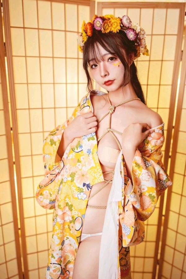    Yuuhui玉汇-和服捆绑艺术写真，日式花环少女束缚感，和风私房极致诱惑，曲线迷人，唯美大尺度视觉盛宴第13张图片