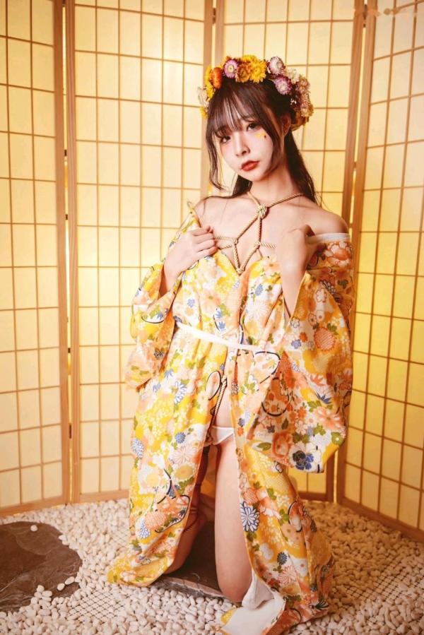    Yuuhui玉汇-和服捆绑艺术写真，日式花环少女束缚感，和风私房极致诱惑，曲线迷人，唯美大尺度视觉盛宴第14张图片