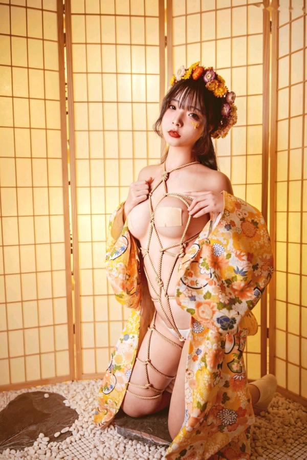    Yuuhui玉汇-和服捆绑艺术写真，日式花环少女束缚感，和风私房极致诱惑，曲线迷人，唯美大尺度视觉盛宴第16张图片