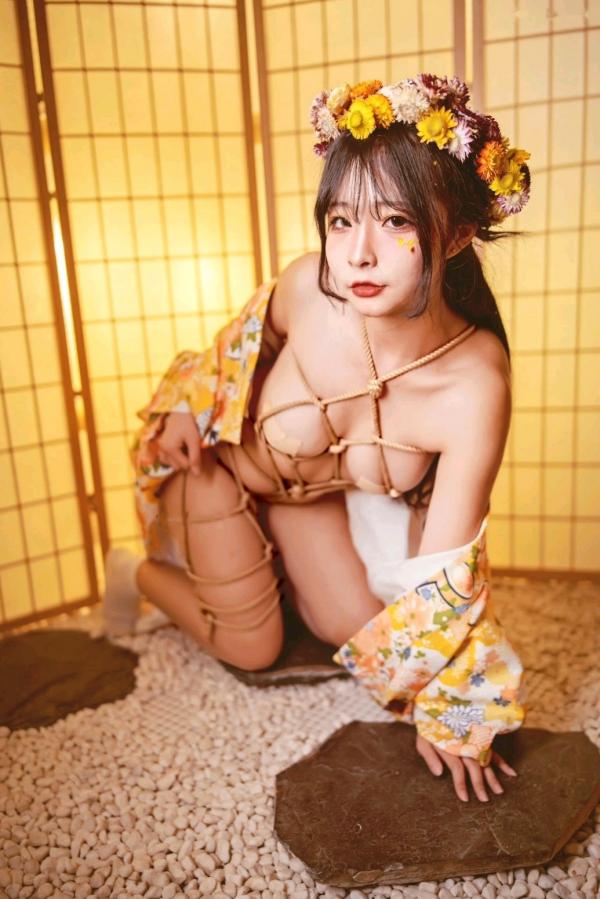    Yuuhui玉汇-和服捆绑艺术写真，日式花环少女束缚感，和风私房极致诱惑，曲线迷人，唯美大尺度视觉盛宴第34张图片
