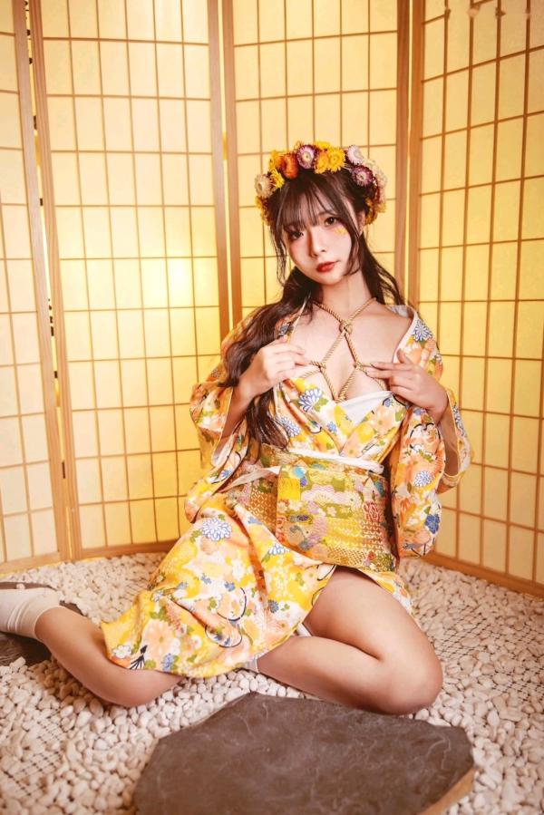    Yuuhui玉汇-和服捆绑艺术写真，日式花环少女束缚感，和风私房极致诱惑，曲线迷人，唯美大尺度视觉盛宴第43张图片