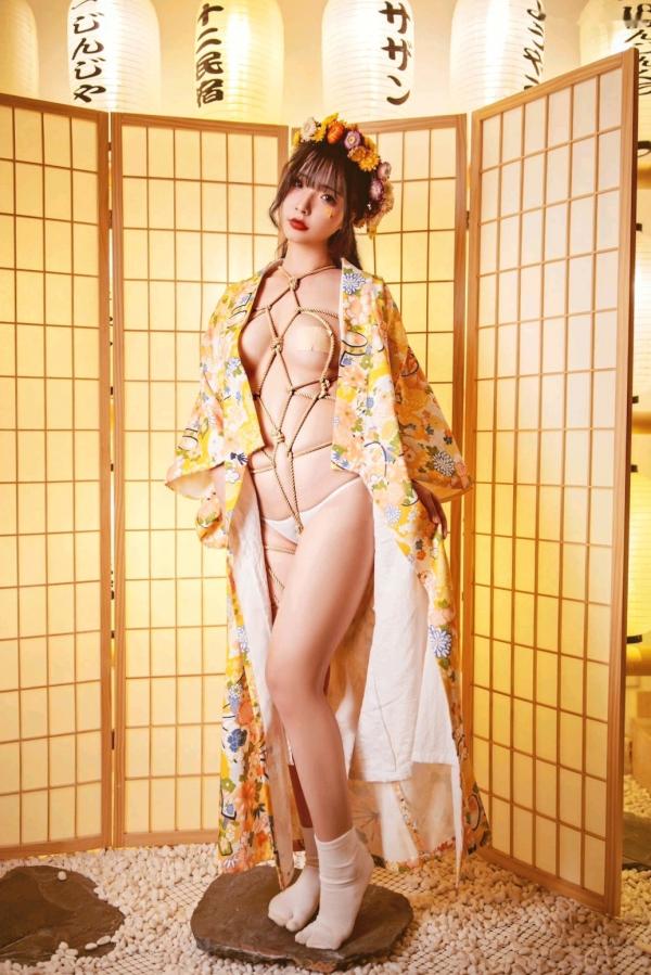   Yuuhui玉汇-和服捆绑艺术写真，日式花环少女束缚感，和风私房极致诱惑，曲线迷人，唯美大尺度视觉盛宴第46张图片