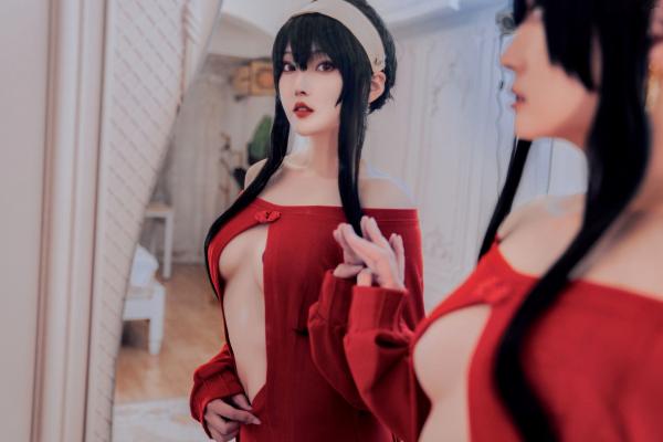   Natsuko夏夏子-约尔毛衣cos：大尺度角色扮演，冷艳红衣搭配极致黑丝，呈现惊艳视觉盛宴第13张图片