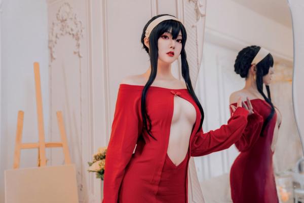    Natsuko夏夏子-约尔毛衣cos：大尺度角色扮演，冷艳红衣搭配极致黑丝，呈现惊艳视觉盛宴第14张图片