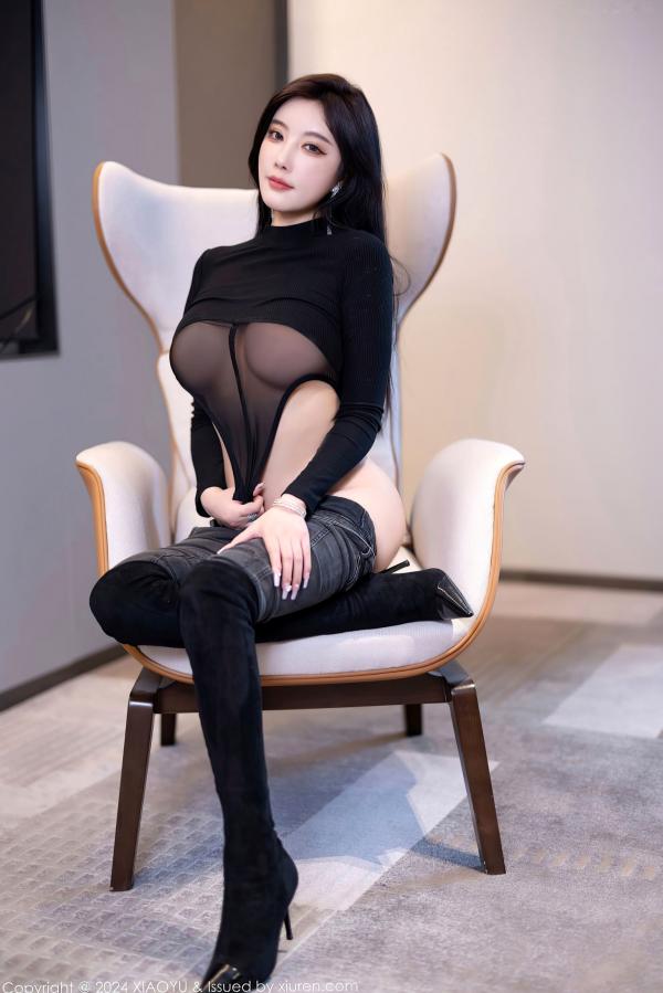    XiaoYu语画界：杨晨晨Yome私房大片，黑色紧身衣勾勒极致线条，渔网诱惑尽显，绝美身姿无圣光第41张图片